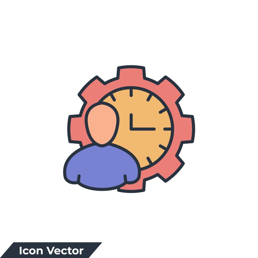 persona hora icono logo vector ilustración. plantilla de símbolo de gestión del tiempo para la colección de diseño gráfico y web