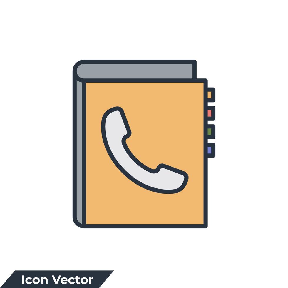 contact icon logo vector illustration. phone in book symbol template for graphic and web design collection