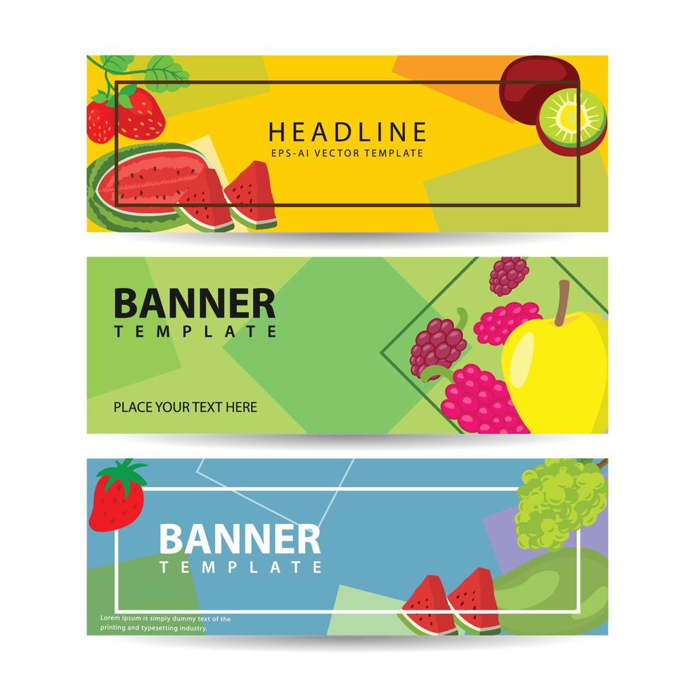 Summer tropical cover banner modern trendy with fruits vector illustration for social media