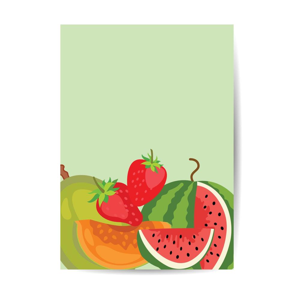 postre vegetariano, diseño de paquetes de alimentos. ilustración de portada de vector de fruta.