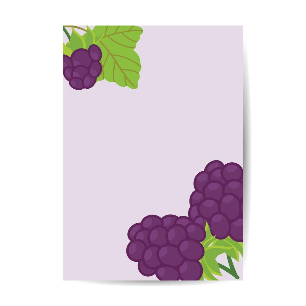 estilo plano de ilustración de uva. tarjeta, pancarta, afiche, adhesivo, impreso, material publicitario. ilustración de portada de vector de fruta.