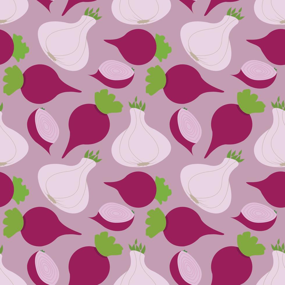 Seamless filled beetroot pattern. Sugar beet. Vegetable illustration. Vegetables and vegetarianism. vector