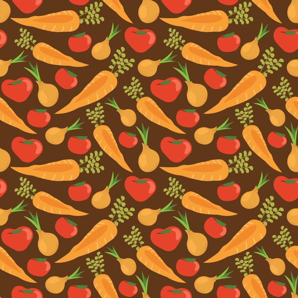 Seamless pattern with hand drawn red and green fruits, berries, vegetables. vector