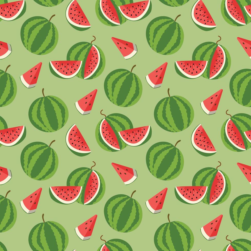 Pattern of sweet juicy pieces watermelon, watermelon slices with seed Vector background. Seamless pattern texture design.