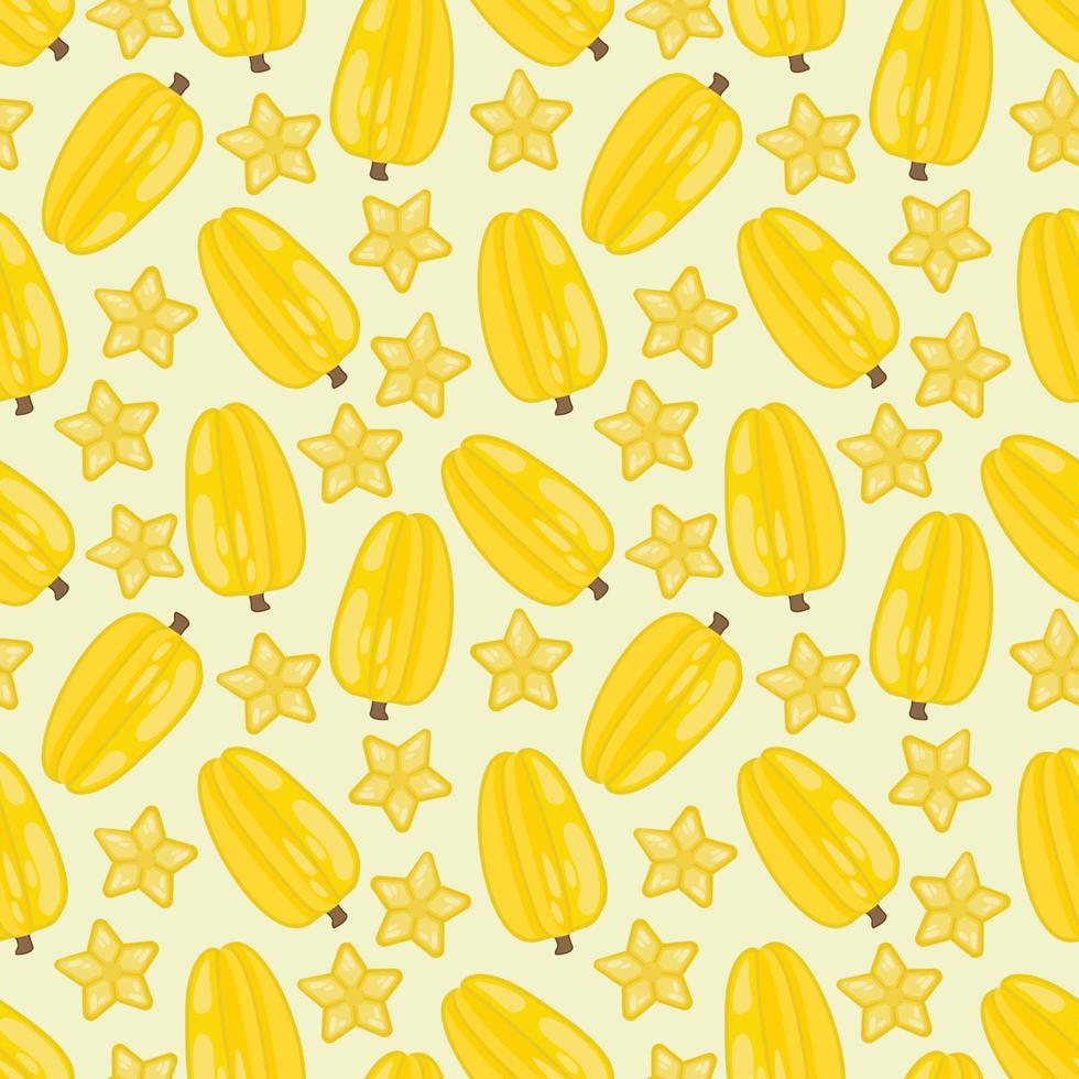 Tropical starfruit vector seamless repeat pattern. Seamless pattern texture design.