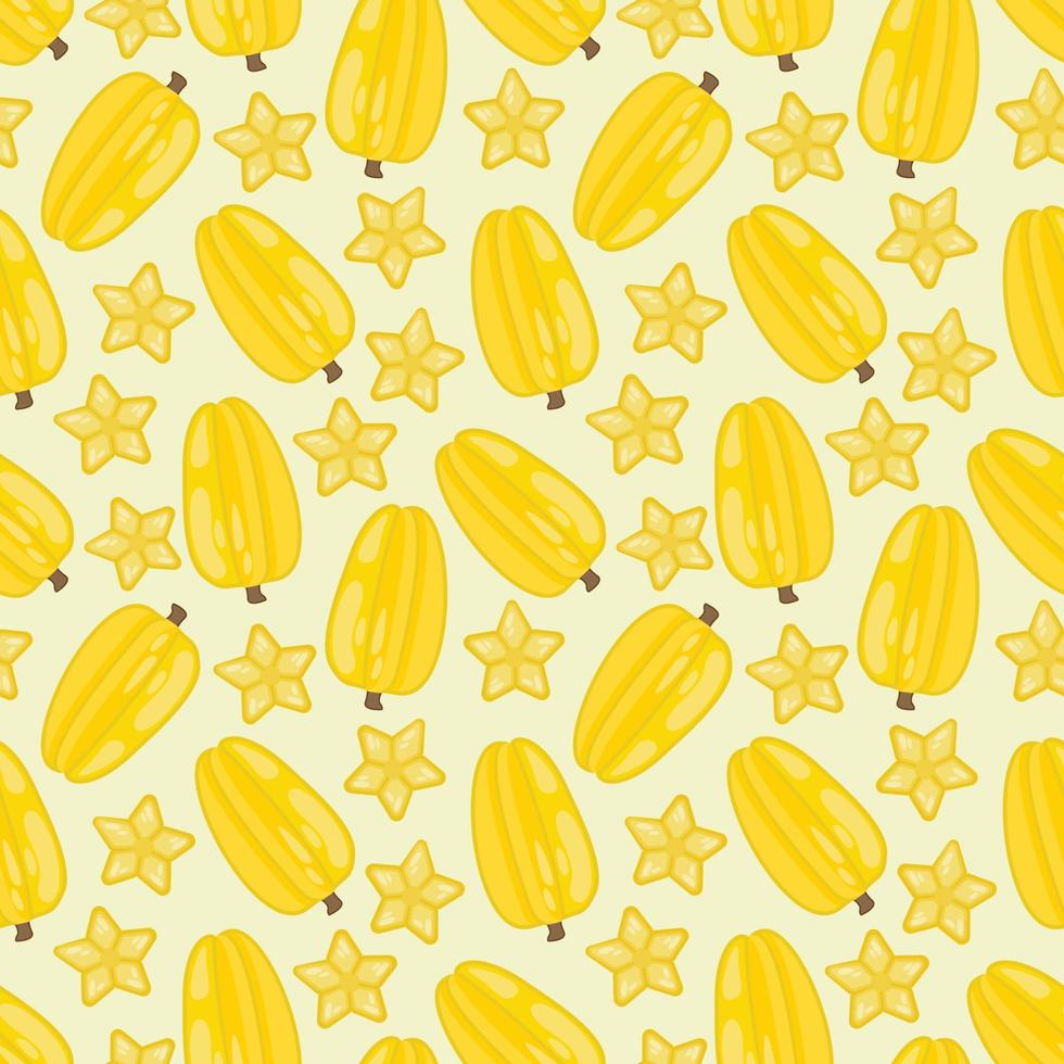 Tropical starfruit vector seamless repeat pattern. Seamless pattern texture design.