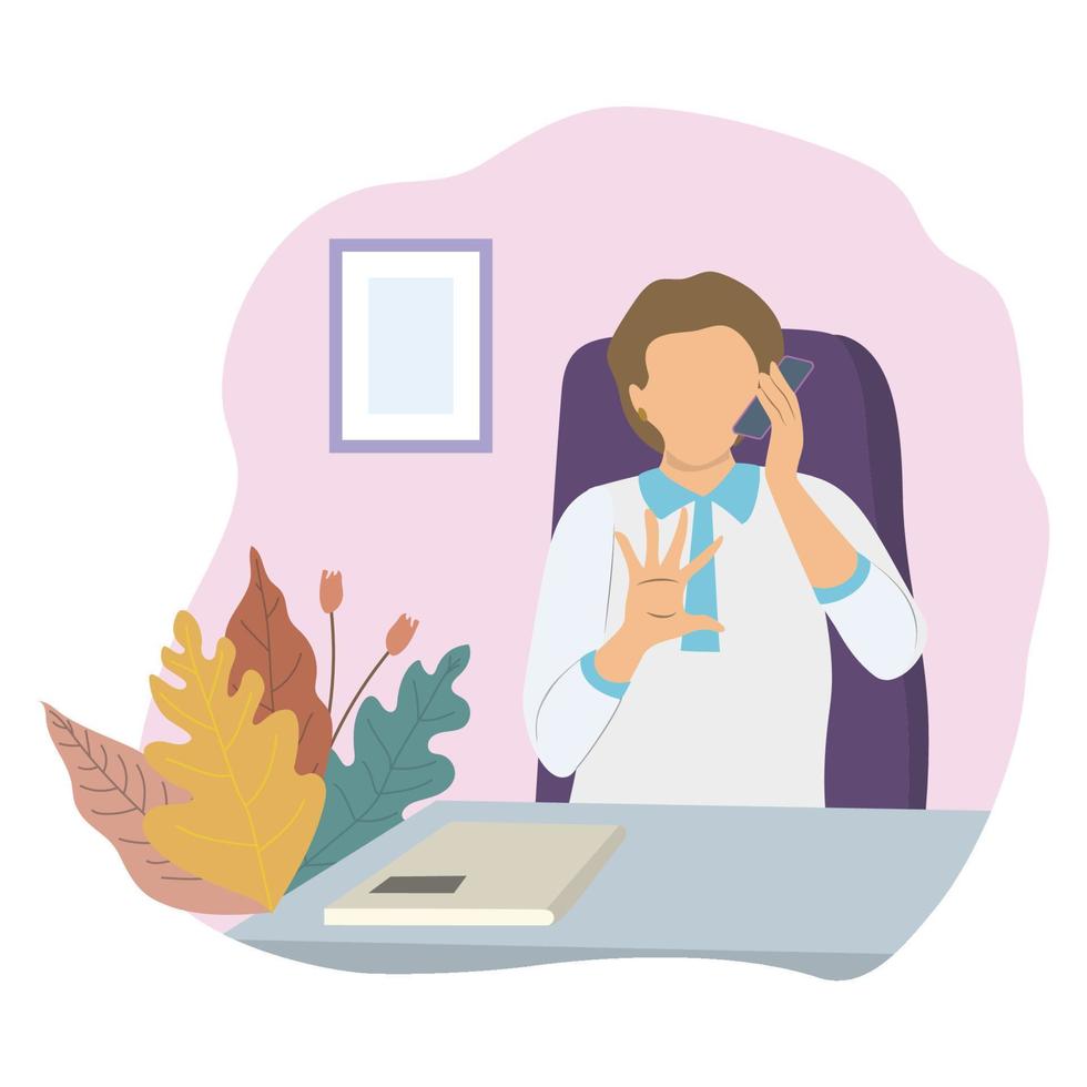 a portrait of a man calling a client, flat design concept. vector illustration
