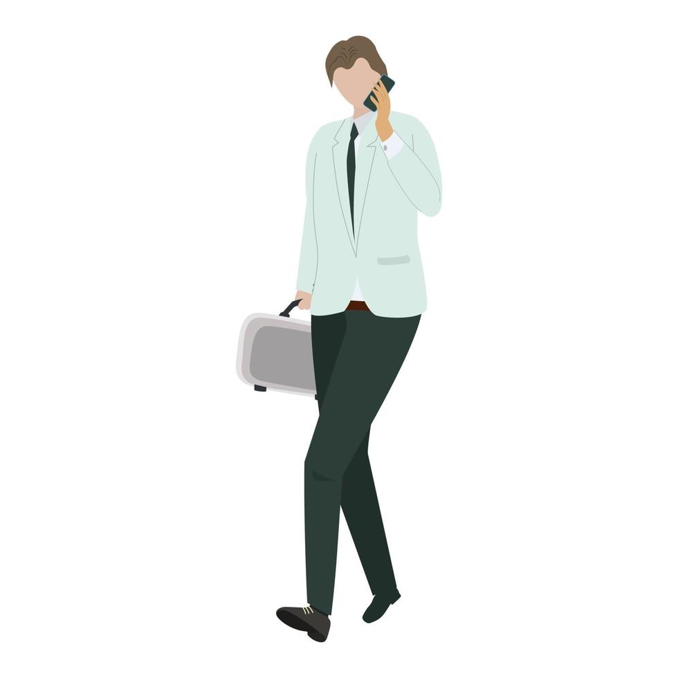 Vector illustration business man running to work,flat design