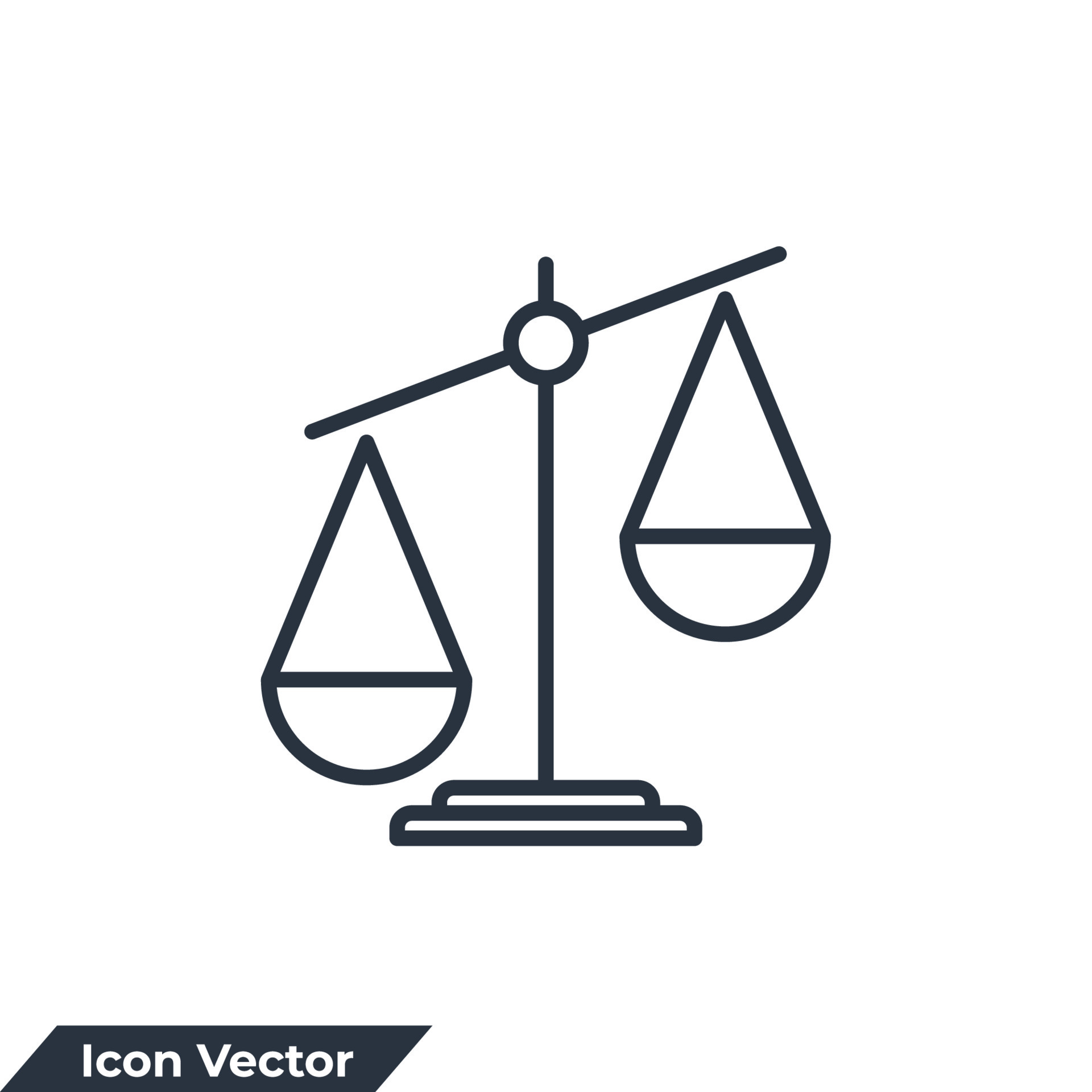 Justice scales icon logo vector illustration. Judgement scale symbol