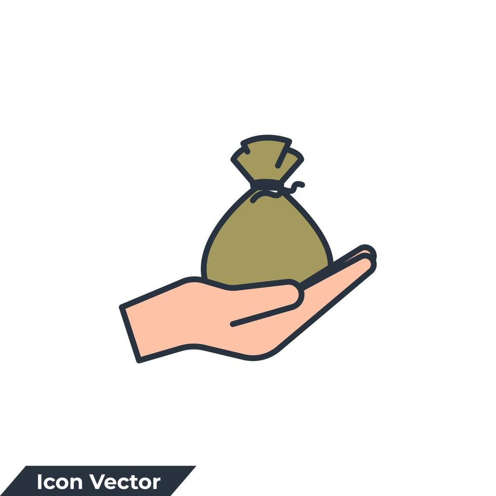 ilustración de vector de logotipo de icono de bolsa de dinero. plantilla de símbolo de finanzas para la colección de diseño gráfico y web