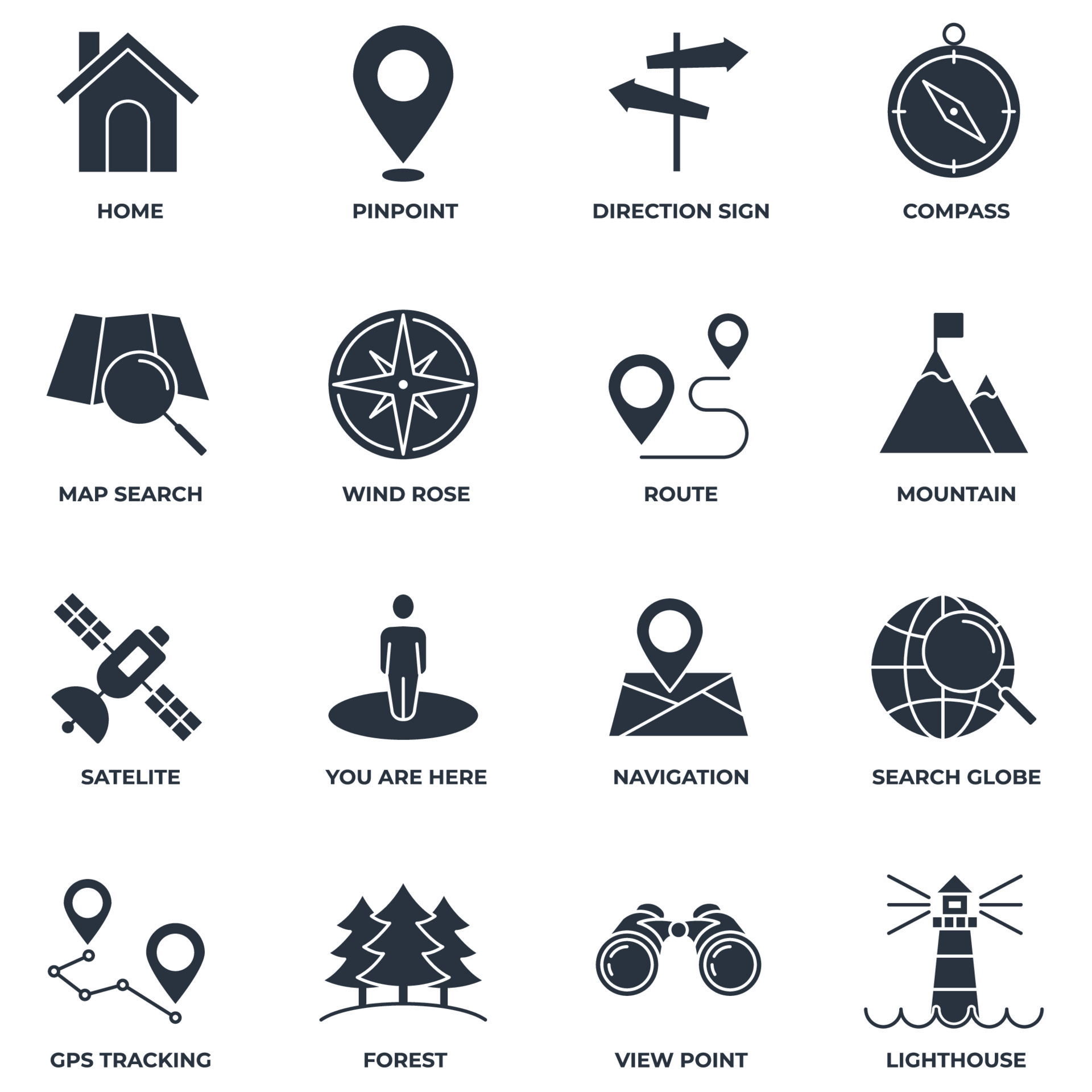 Set of Navigation location icon logo vector illustration. location pack  symbol template. home, pinpoint, direction sign, compass and more for  graphic and web design collection 9645394 Vector Art at Vecteezy