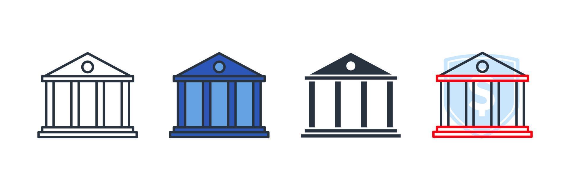 Ilustración de vector de logotipo de icono de edificio de banco. plantilla de símbolo bancario para la colección de diseño gráfico y web