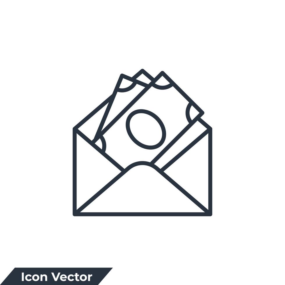 Salary in envelope icon logo vector illustration. dollar bills in envelope symbol template for graphic and web design collection