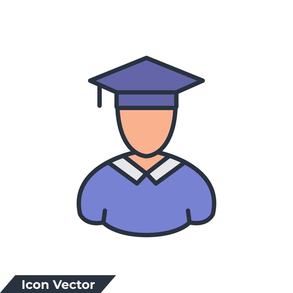 ilustración de vector de logotipo de icono de educación. personas con plantilla de símbolo de gorra de graduación para la colección de diseño gráfico y web