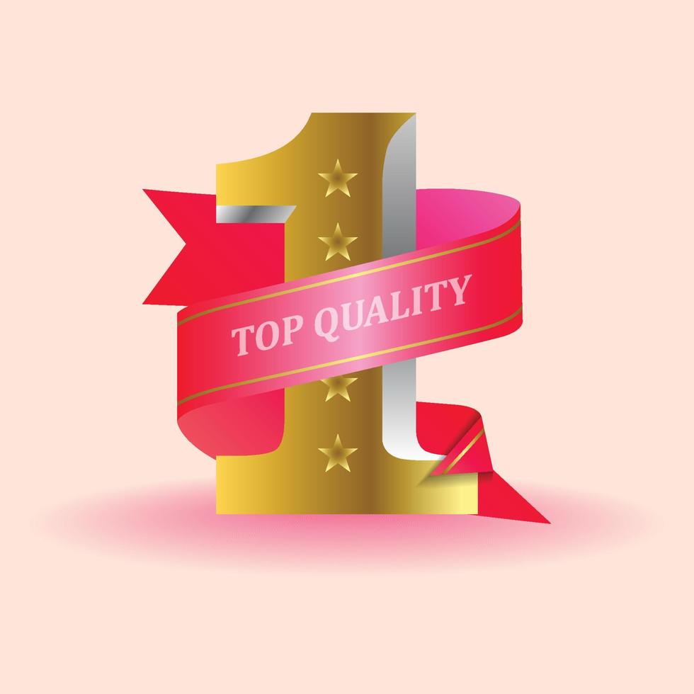 number one vector for symbol top quality with red ribbon