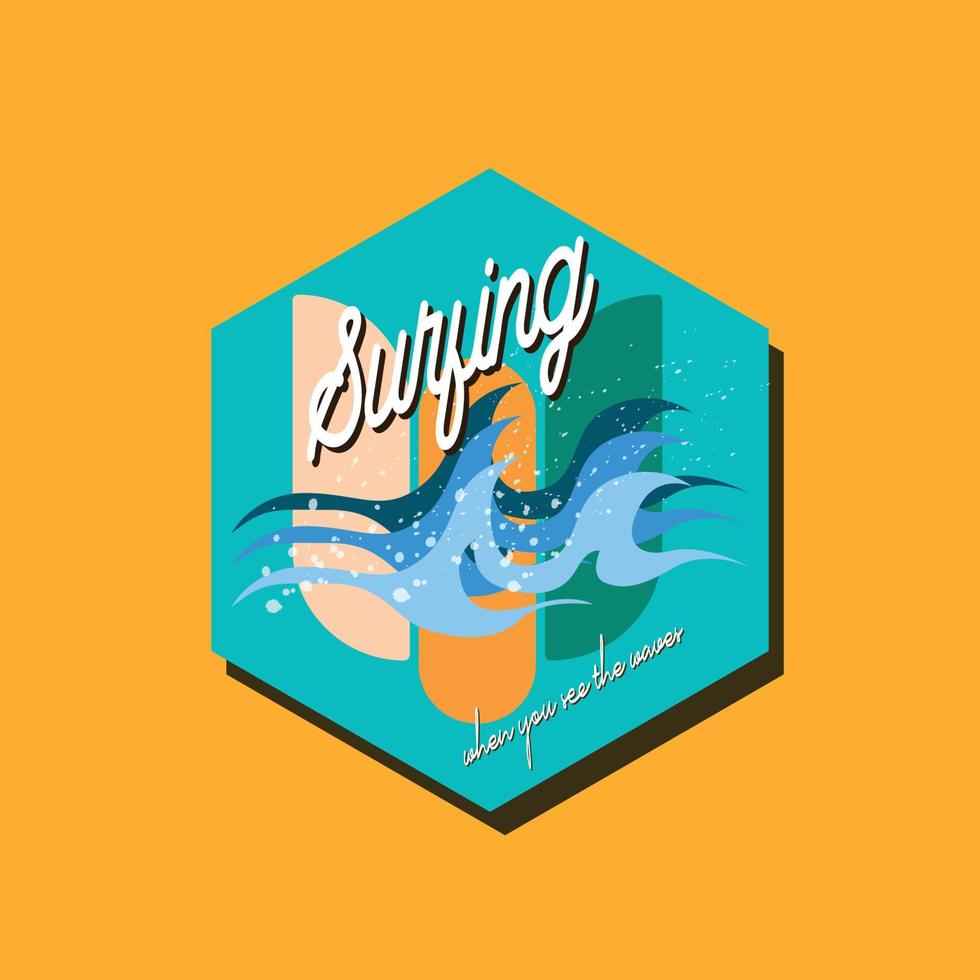 surfing vector badge logo design