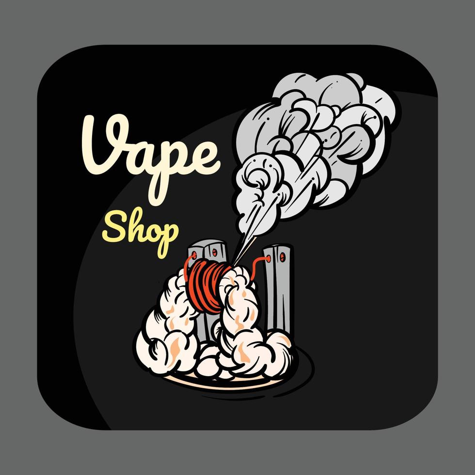 vector Poster template for vaping shop or club. Vape cigarette and vaporizer electronic illustration