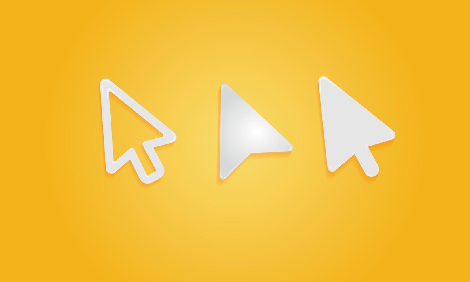 3d pack Minimal vector cursor symbol on yellow background. 3d arrow icon