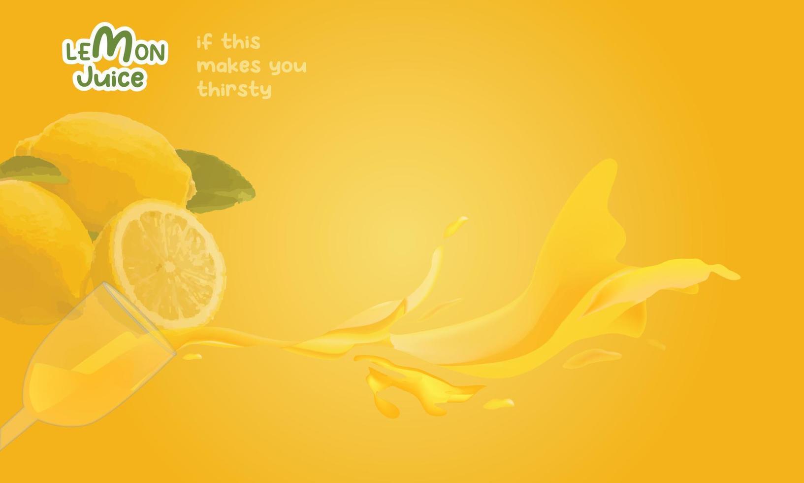 fondo vectorial de jugo de limón, pancarta de comida amarilla, fruta amarilla dulce. vector