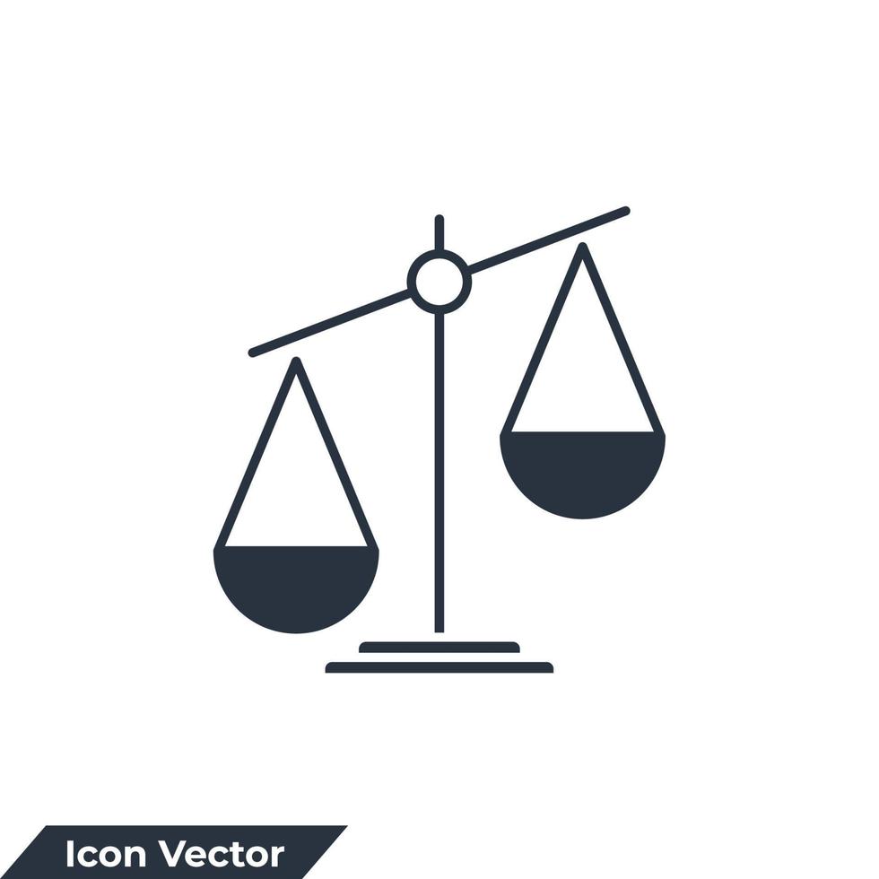 Justice scales icon logo vector illustration. Judgement scale symbol template for graphic and web design collection