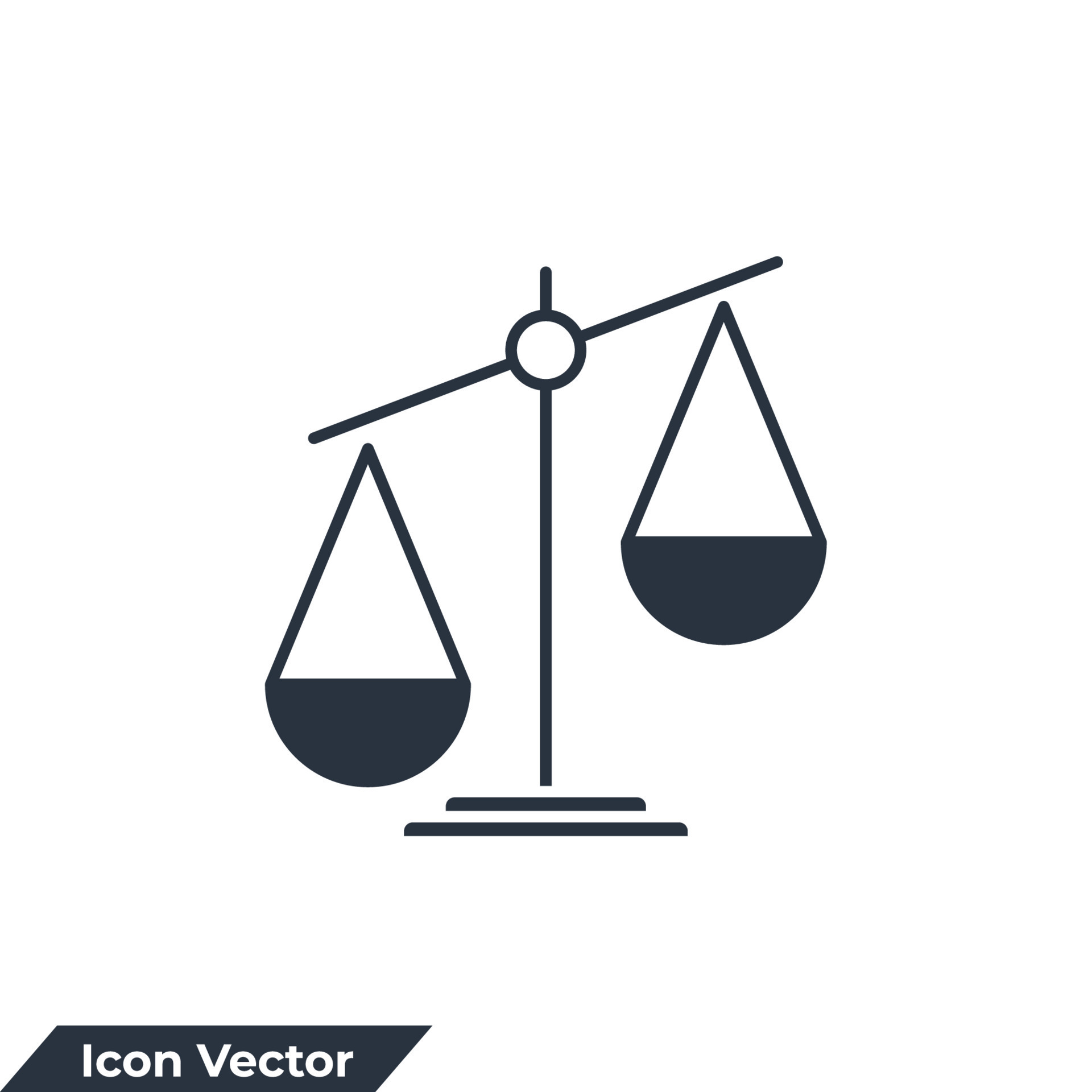 Justice scales icon logo vector illustration. Judgement scale symbol
