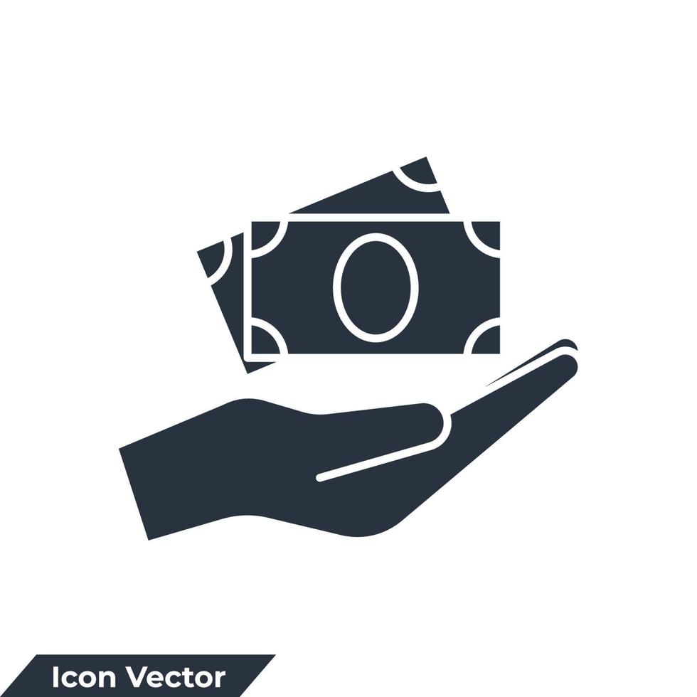 Money on hand icon logo vector illustration. finance symbol template for graphic and web design collection