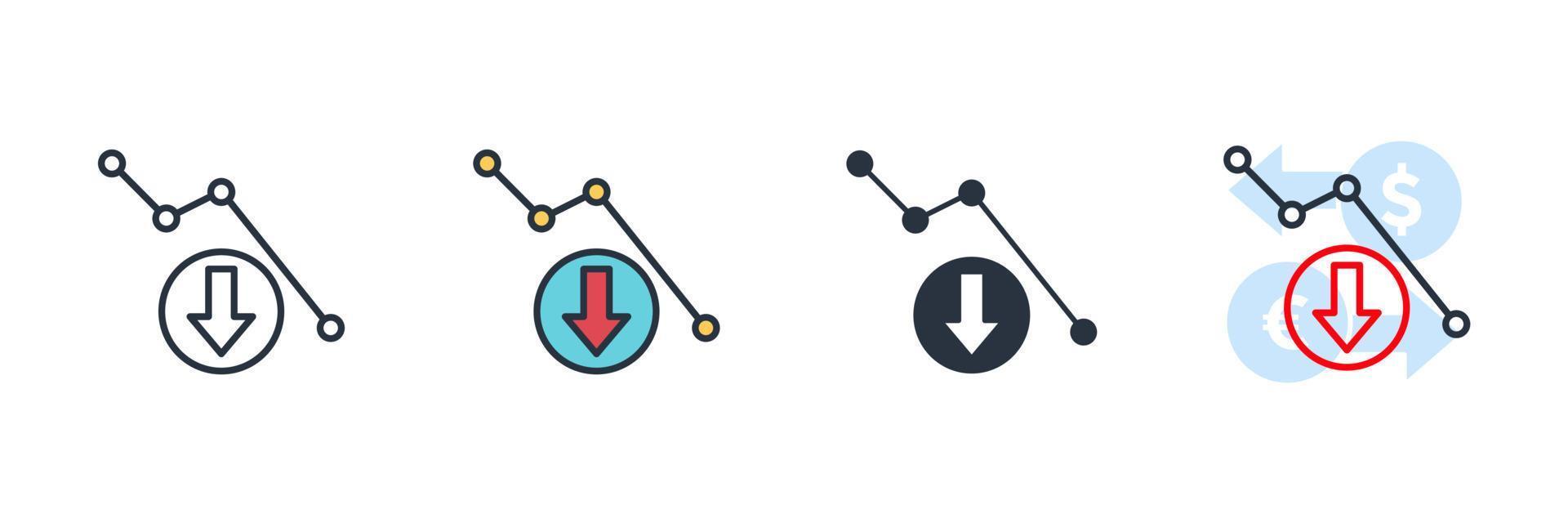 disminuir la ilustración del vector del logotipo del icono. plantilla de símbolo de financiación de tasa de interés para la colección de diseño gráfico y web