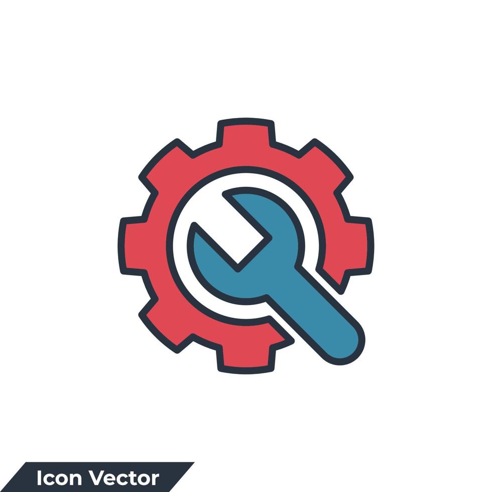 Gear and Wrench icon logo vector illustration. Service tool symbol template for graphic and web design collection