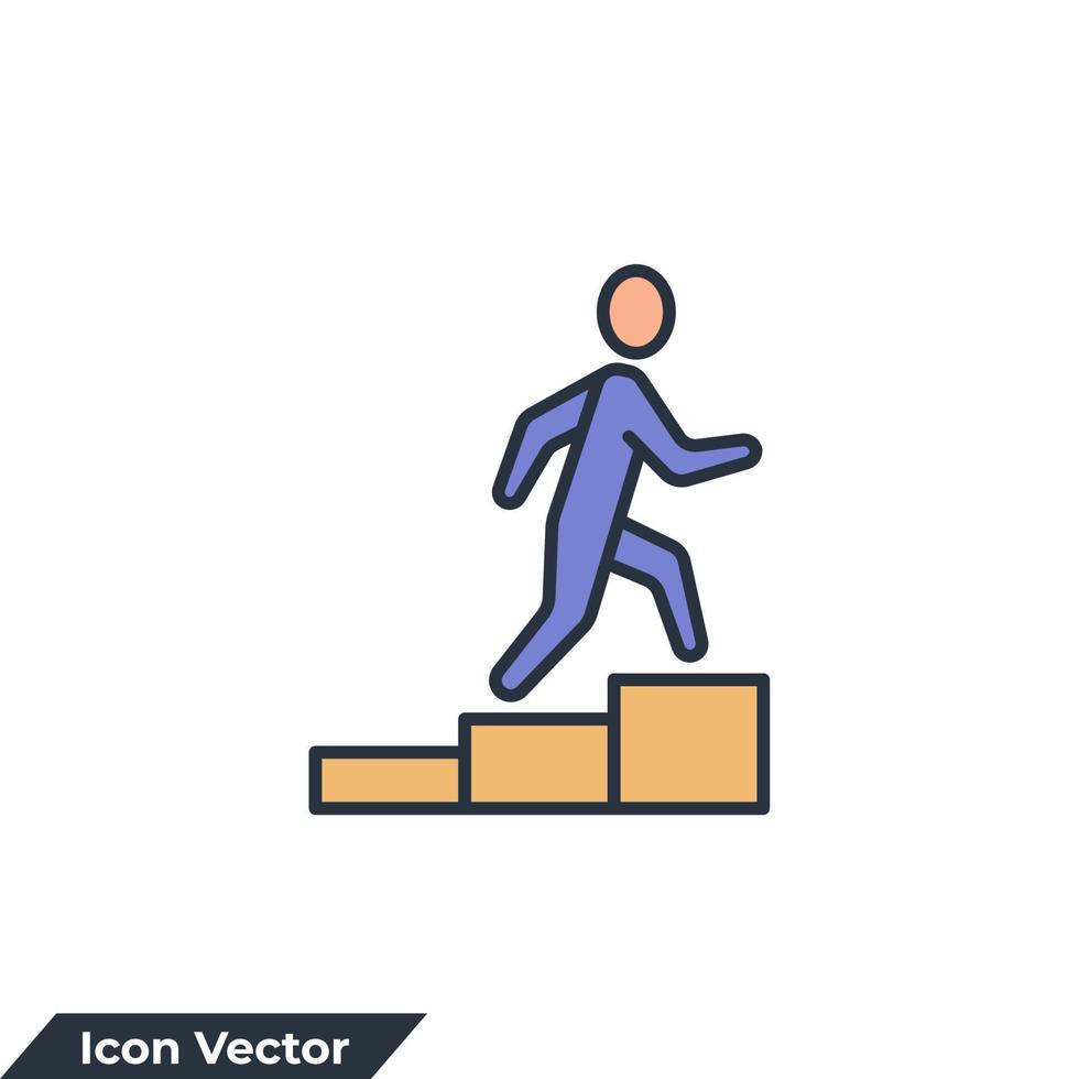 career icon logo vector illustration. people climbing upstairs symbol template for graphic and web design collection