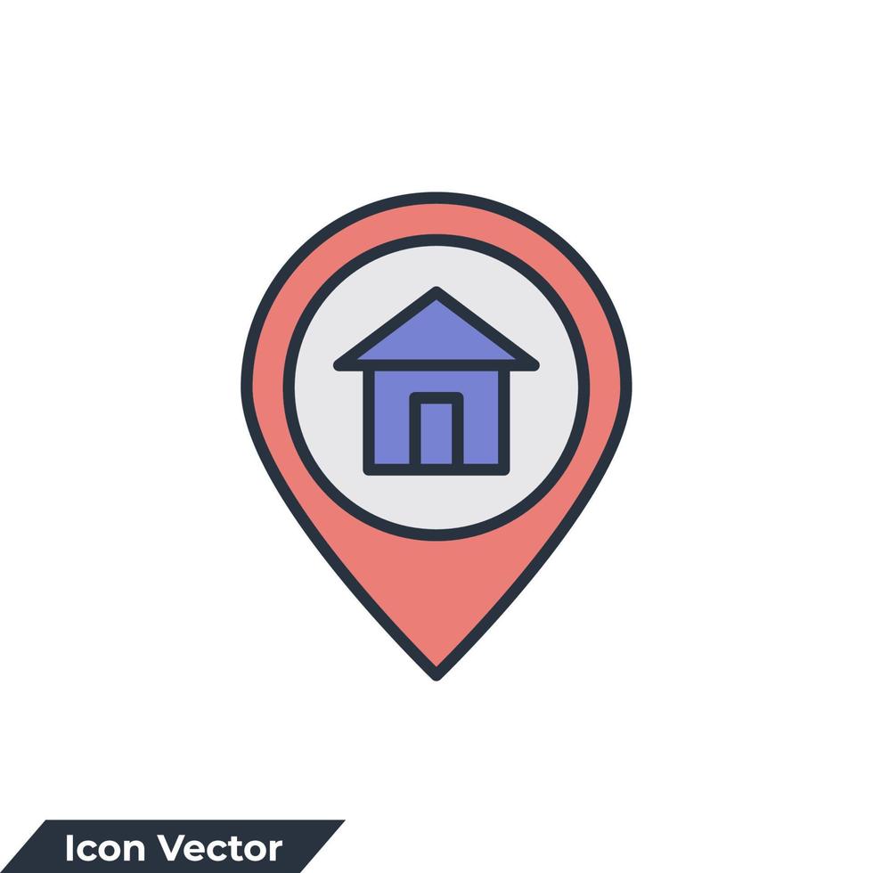 address icon logo vector illustration. Home Location symbol template for graphic and web design collection