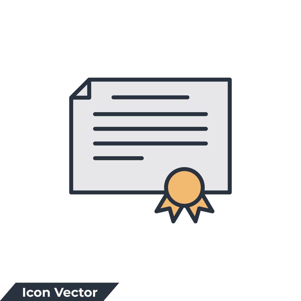 certificate icon logo vector illustration. Achievement symbol template for graphic and web design collection