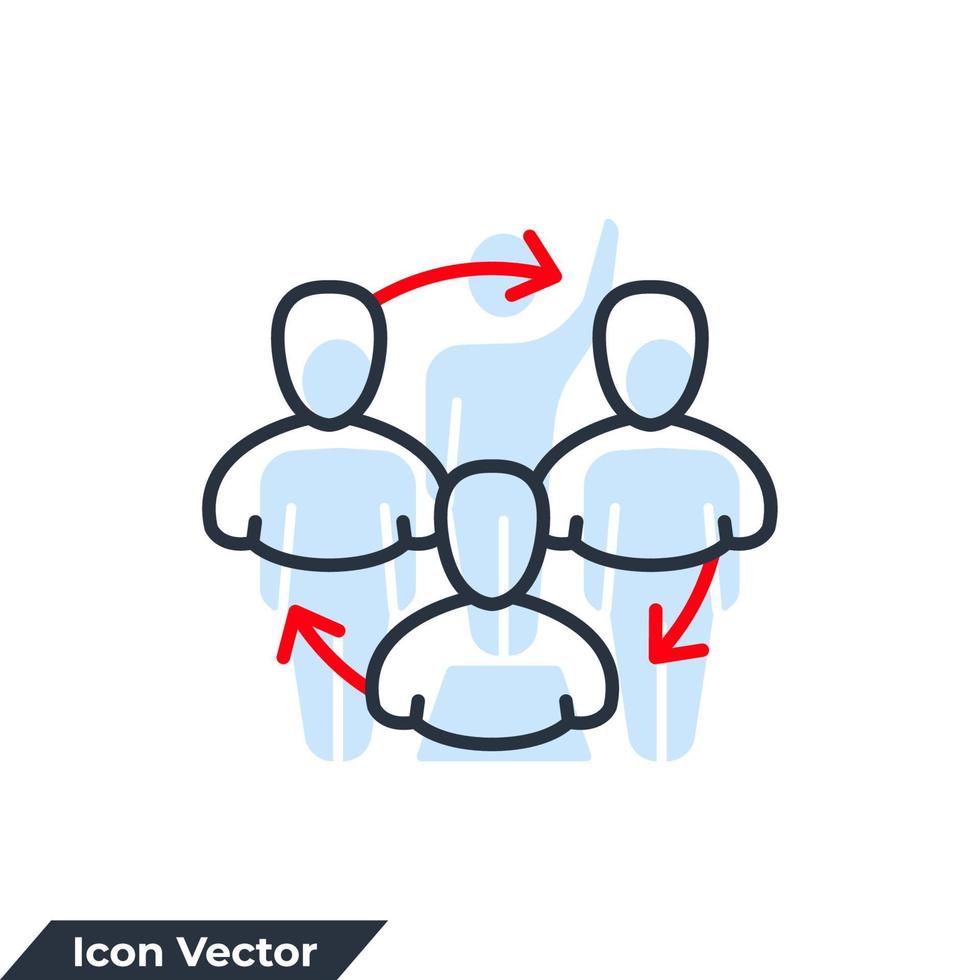 ilustración de vector de logotipo de icono de flujo de trabajo. plantilla de símbolo de red de personas para la colección de diseño gráfico y web