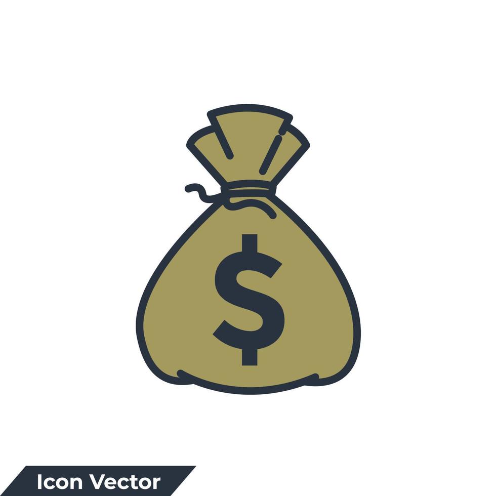 ilustración de vector de logotipo de icono de bolsa de dinero. plantilla de símbolo de saco de dinero para la colección de diseño gráfico y web