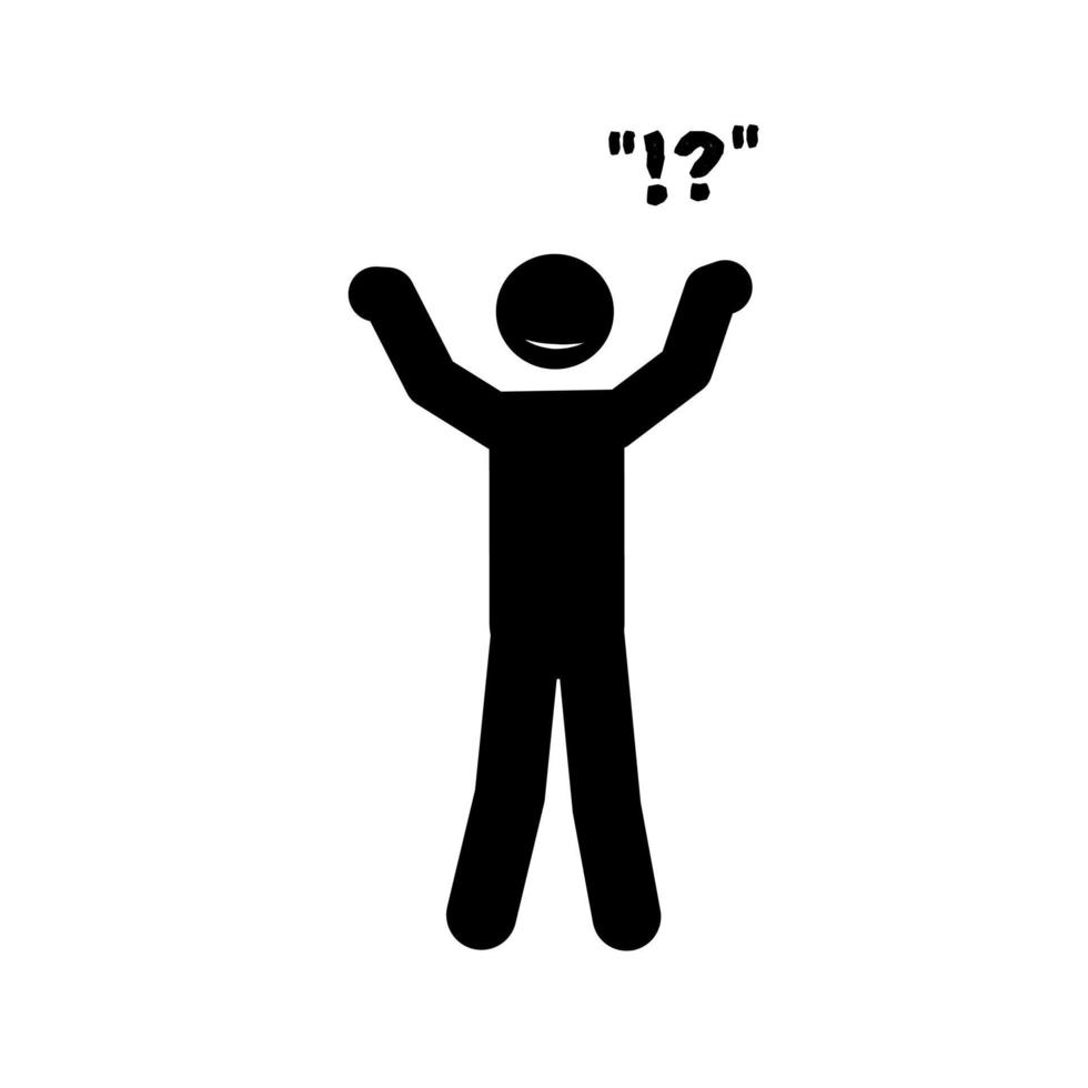 Hands up male person icon, Vector Illustration on the white background