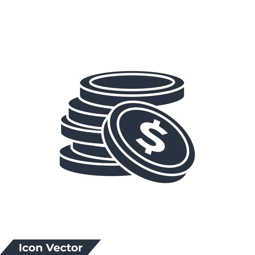 coin icon logo vector illustration. Money stacked coins symbol template for graphic and web design collection
