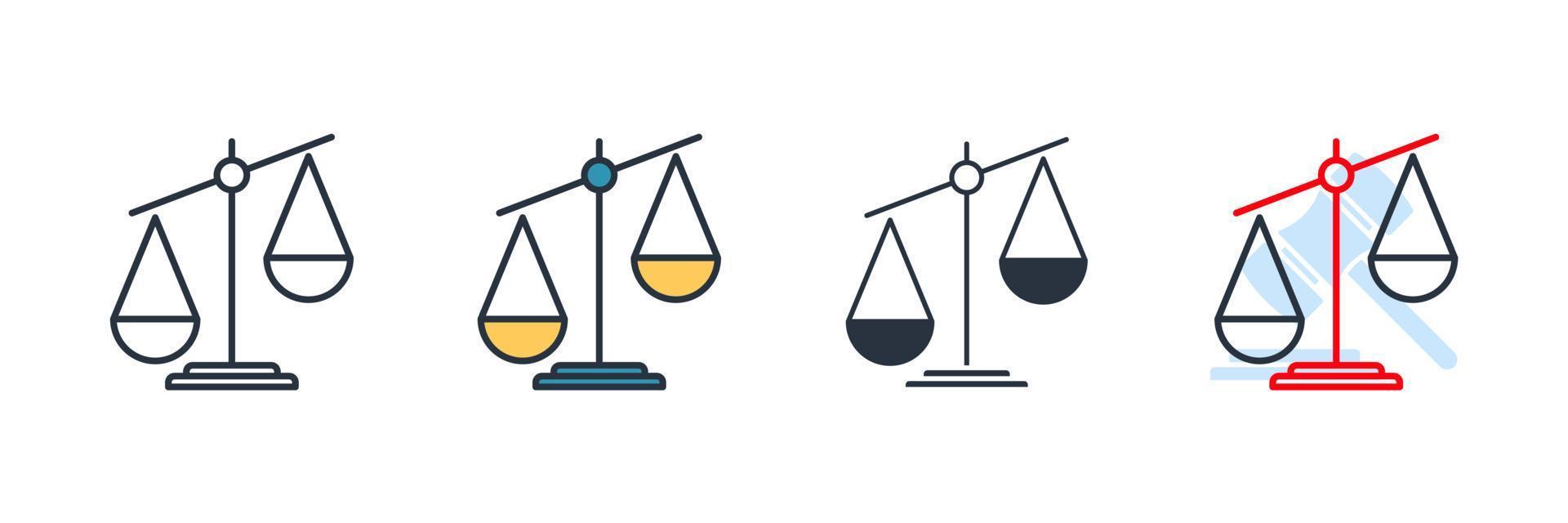Justice scales icon logo vector illustration. Judgement scale symbol template for graphic and web design collection
