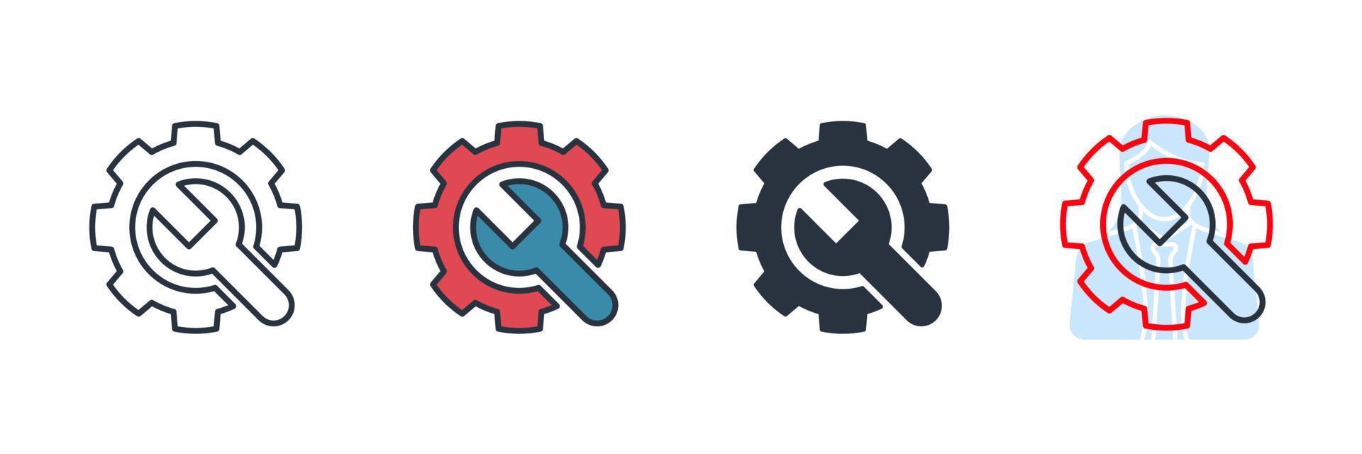 Gear and Wrench icon logo vector illustration. Service tool symbol template for graphic and web design collection