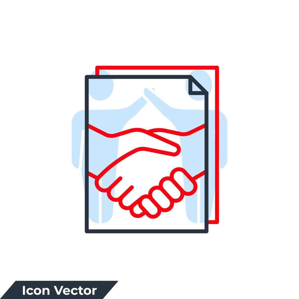 ilustración de vector de logotipo de icono de contrato. plantilla de símbolo de apretón de manos de contrato comercial para la colección de diseño gráfico y web