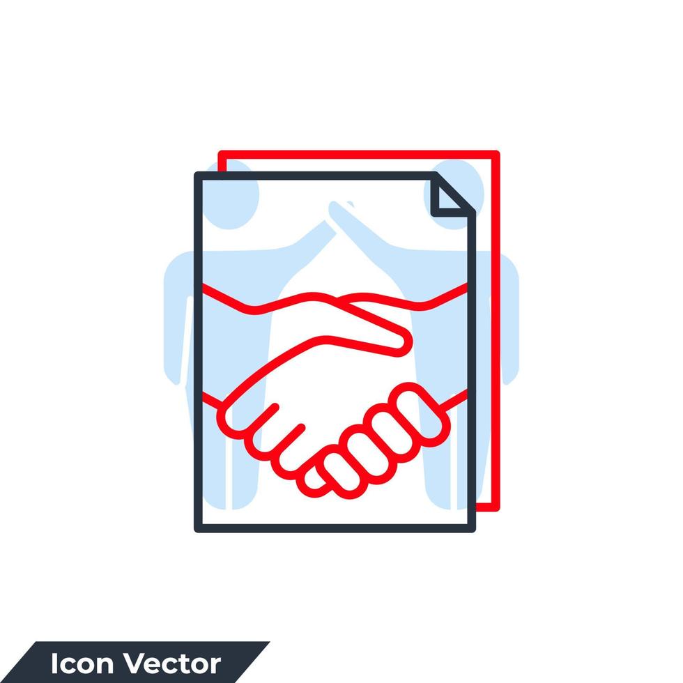 contract icon logo vector illustration. Business contract handshake symbol template for graphic and web design collection