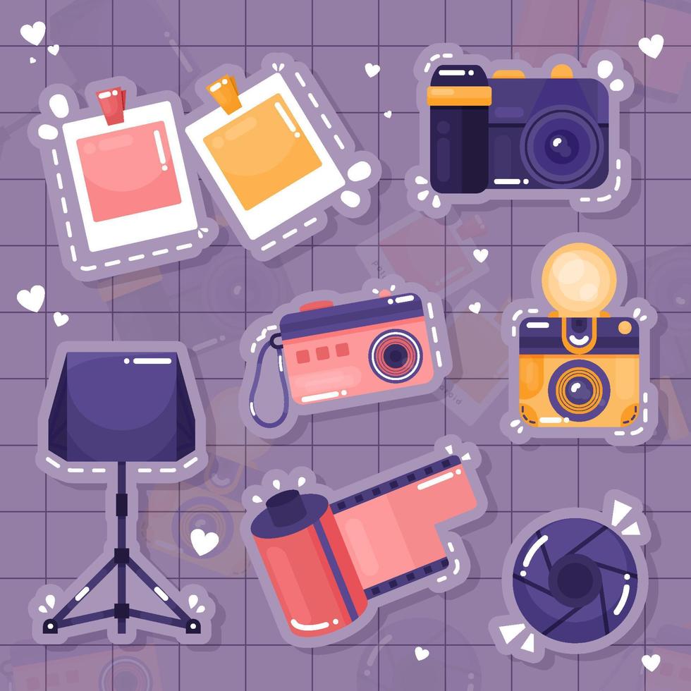 conjunto de pegatinas de fotografía vector