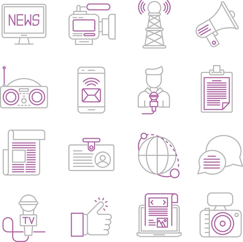 Set of Vector Icons Related to News. Contains such Icons as Journalist, Breaking news , Interview and more.