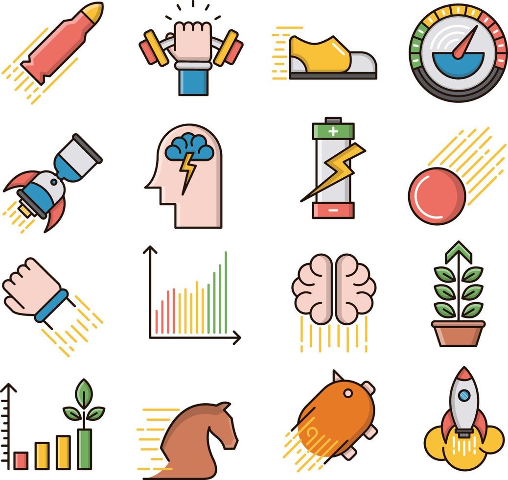 Set of Vector Icons Related to Performance.