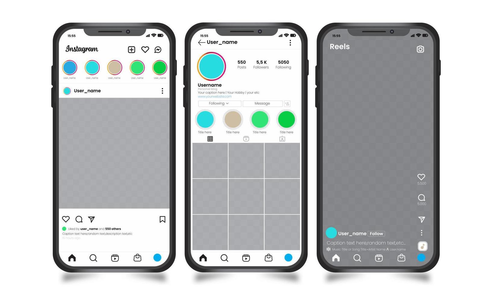 Realistic instagram mockup template on smartphone collection 9646214 Realistic instagram mockup template on smartphone collection 9646214