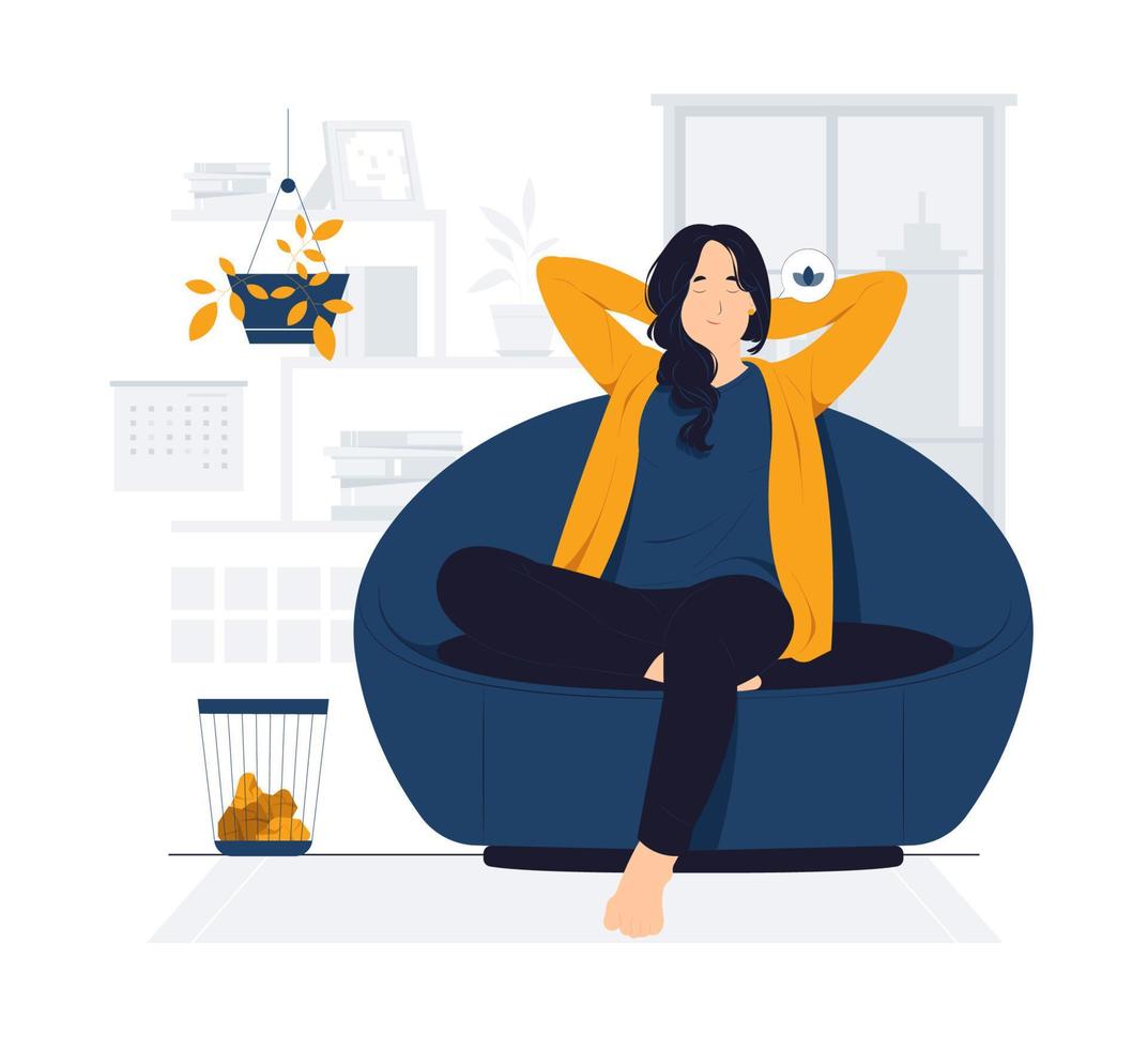 Relaxing at home and getting coffee break concept illustration vector