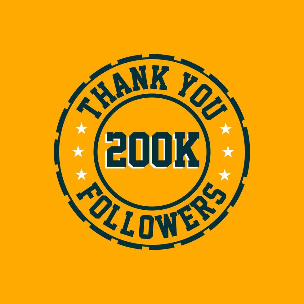 gracias celebración de 200000 seguidores, tarjeta de felicitación para 200k seguidores sociales. vector