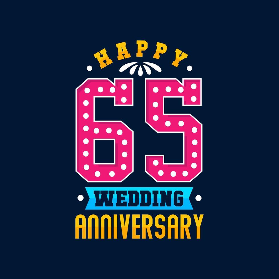 Happy 65th Wedding Anniversary celebration vector