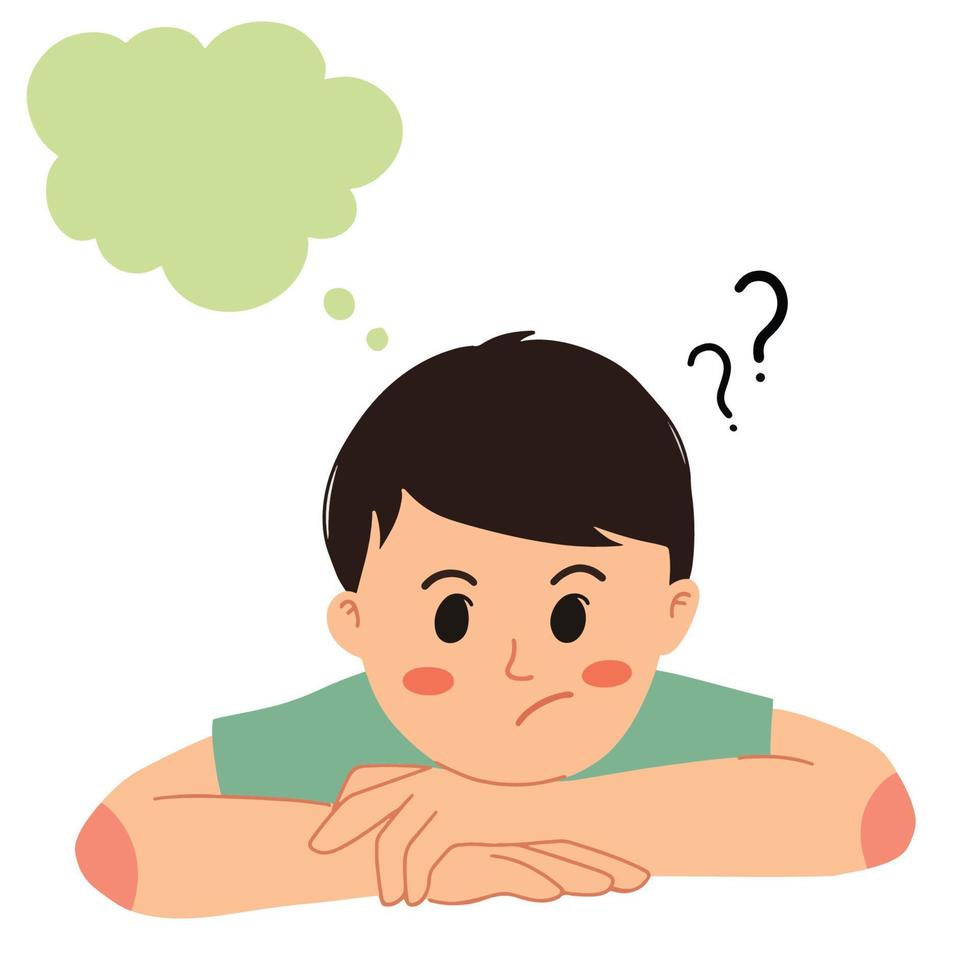 confused and wondering boy with question mark illustration vector