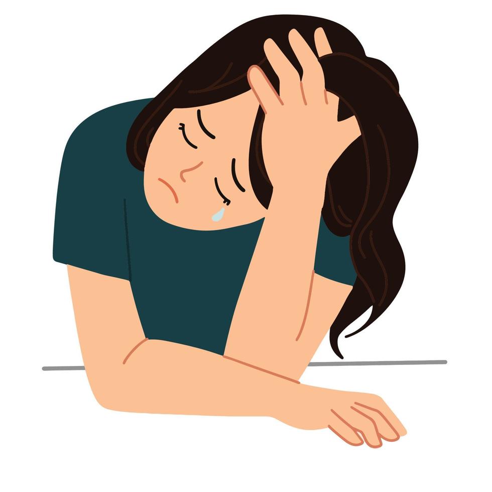 sad cry and depressed woman illustration 9646455 Vector Art at Vecteezy