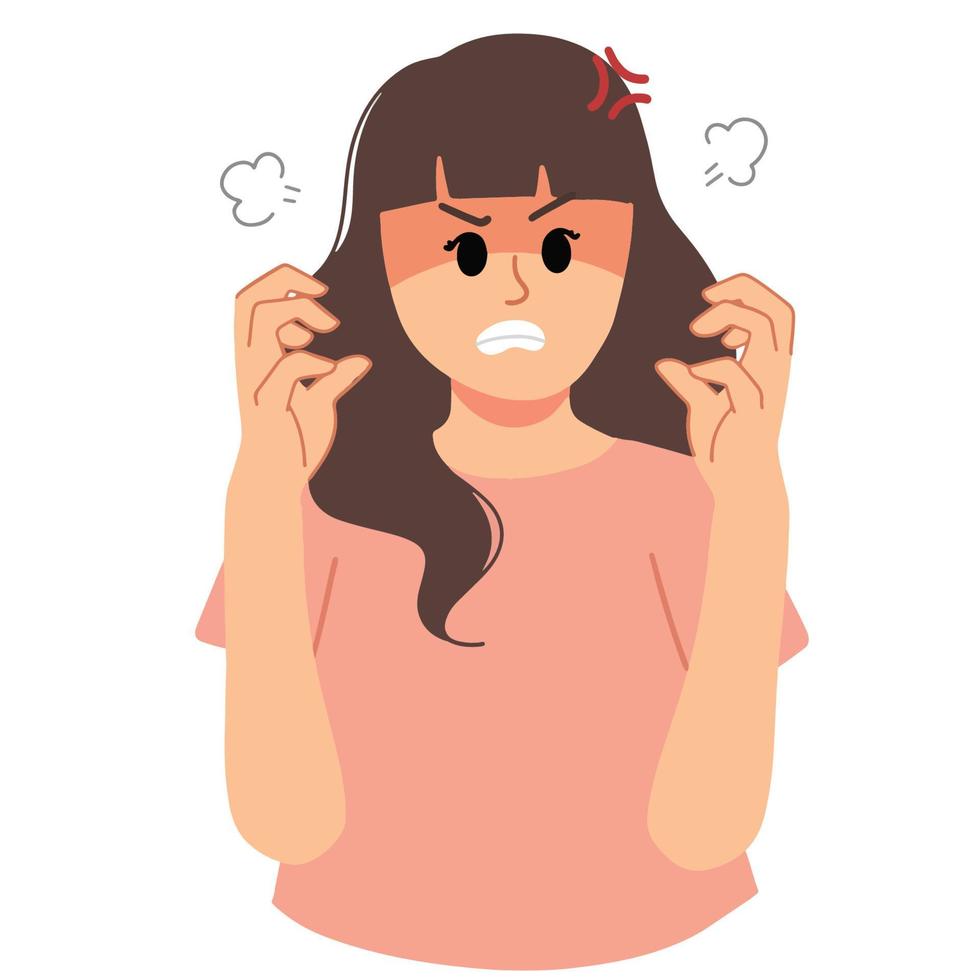 crazy mad angry woman with hand gesture illustration vector