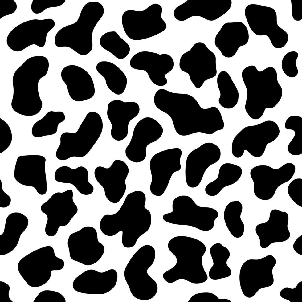 Vector Black Cow Print Pattern Animal Seamless Cow Skin Abstract